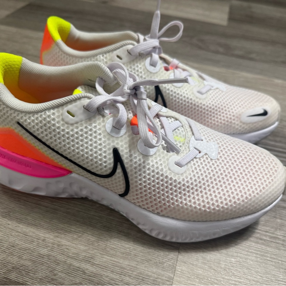 Nike White and Neon Athletic Shoes